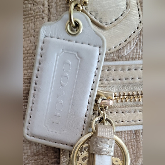 Coach Poppy Elegant Gold And Cream Designer Tote Bag - Picture 3 of 13